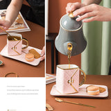 310ML Handbag Shaped Cup With Dish Spoon Ceramic Stylish Coffee Mug