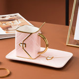 310ML Handbag Shaped Cup With Dish Spoon Ceramic Stylish Coffee Mug - Extra Image