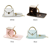 310ML Handbag Shaped Cup With Dish Spoon Ceramic Stylish Coffee Mug