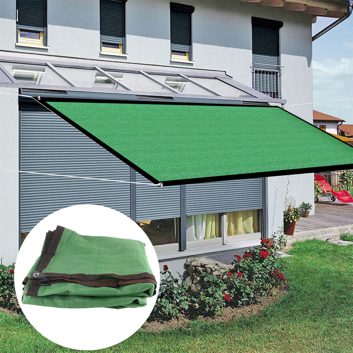 Sun Shade Sail Breathable Farbic Canopy Awning Shelter Rectangle UV Block Canopy for Patio Backyard Lawn Garden Green 2x4m / 6.6x13.1ft