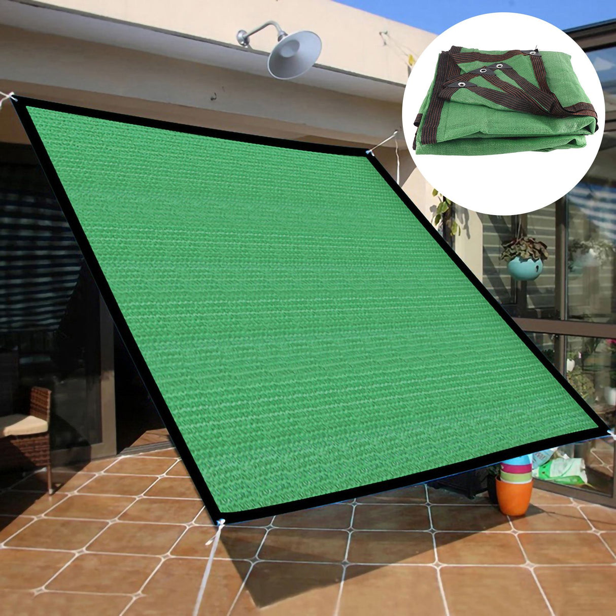Sun Shade Sail Breathable Farbic Canopy Awning Shelter Rectangle UV Block Canopy for Patio Backyard Lawn Garden Green 2x4m / 6.6x13.1ft