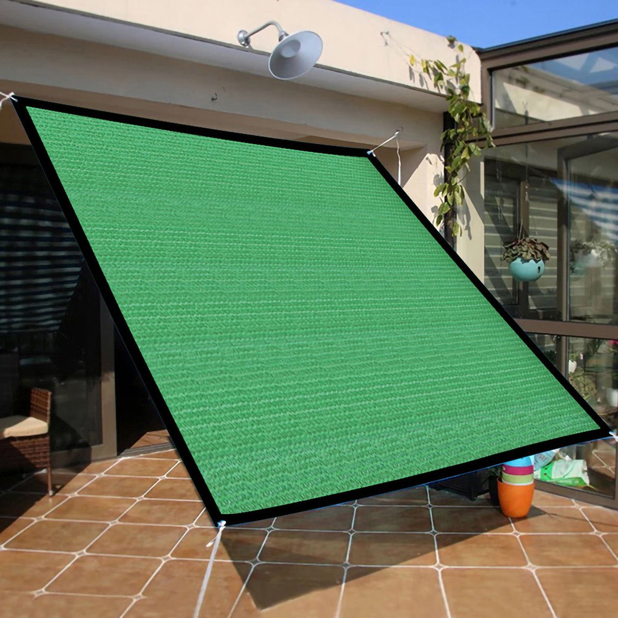 Sun Shade Sail Breathable Farbic Canopy Awning Shelter Rectangle UV Block Canopy for Patio Backyard Lawn Garden Green 3x4m / 9.8x13.1ft