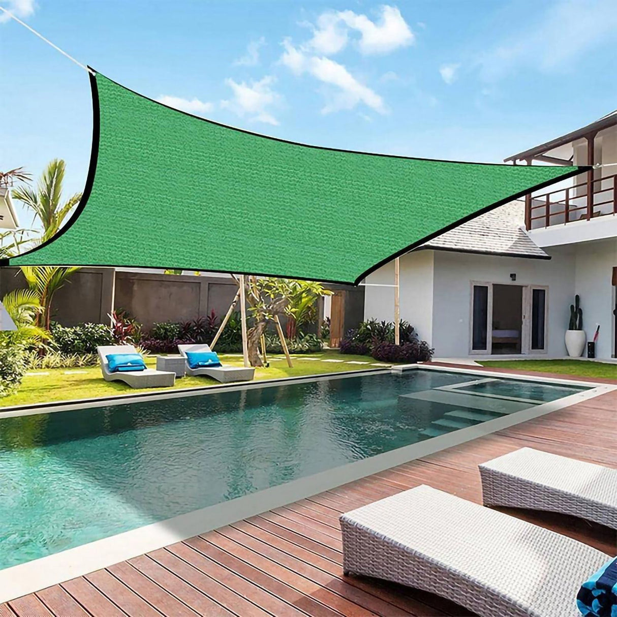 Sun Shade Sail Breathable Farbic Canopy Awning Shelter Rectangle UV Block Canopy for Patio Backyard Lawn Garden Green 3x4m / 9.8x13.1ft
