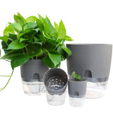 Self Watering Planter Cotton Rope Plastic Decorative Planting Pot for Indoor Outdoor Plants Flowers Herbs Grey 15.3cm/6in Diameter - Side View
