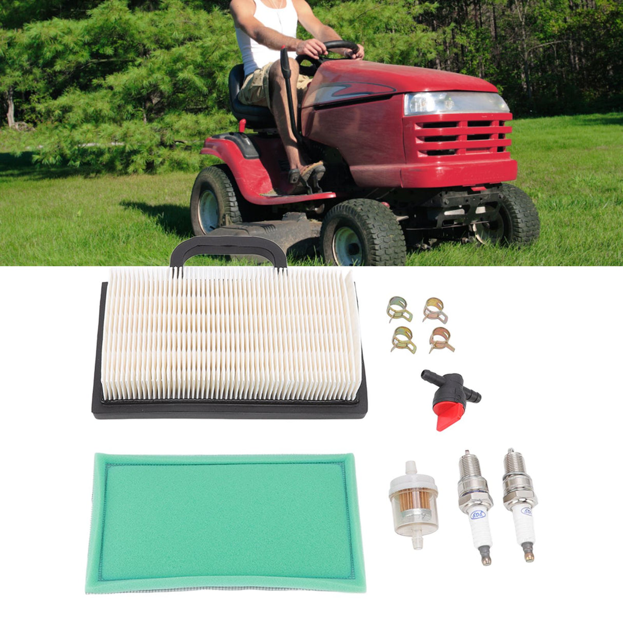 Lawn Mower Air Filter Set Air Filter Sparking Plug Valve Replacement Lawn Tractor Parts for BS