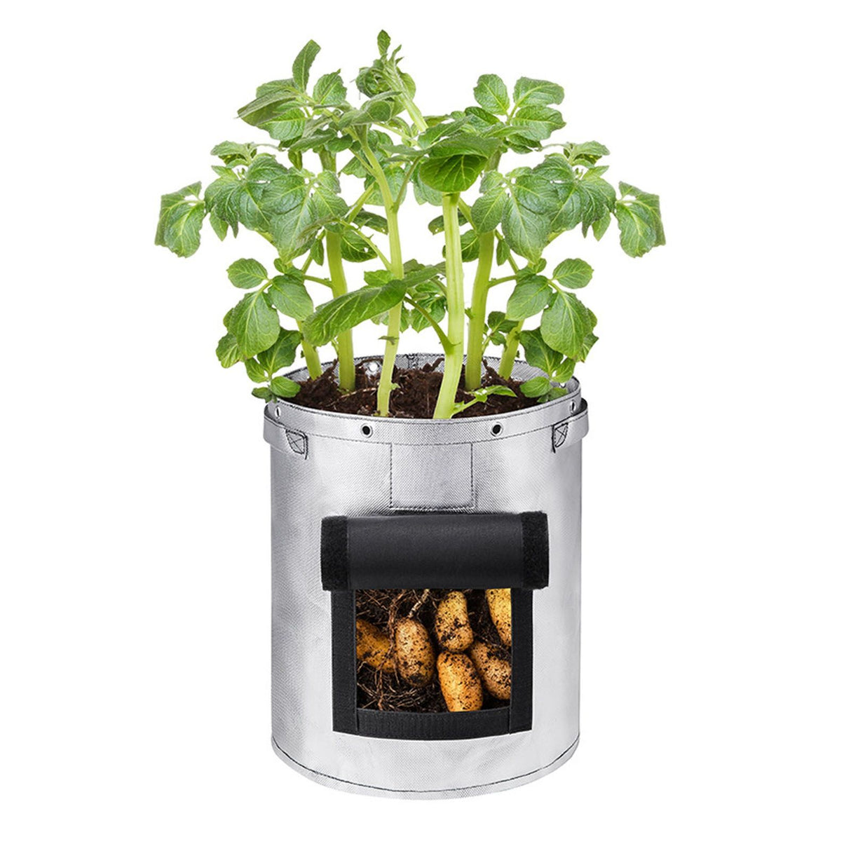 Silver Potato Grow Bag Waterproof Openable Planting Bucket for Plant Vegetable Flower M 26 Liters 7 Gallons