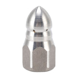 High Pressure Washer Spray Nozzle Stainless Steel Sewer Jetting Nozzle for Industrial Pipe Cleaning G1/4 Internal Thread - Side View
