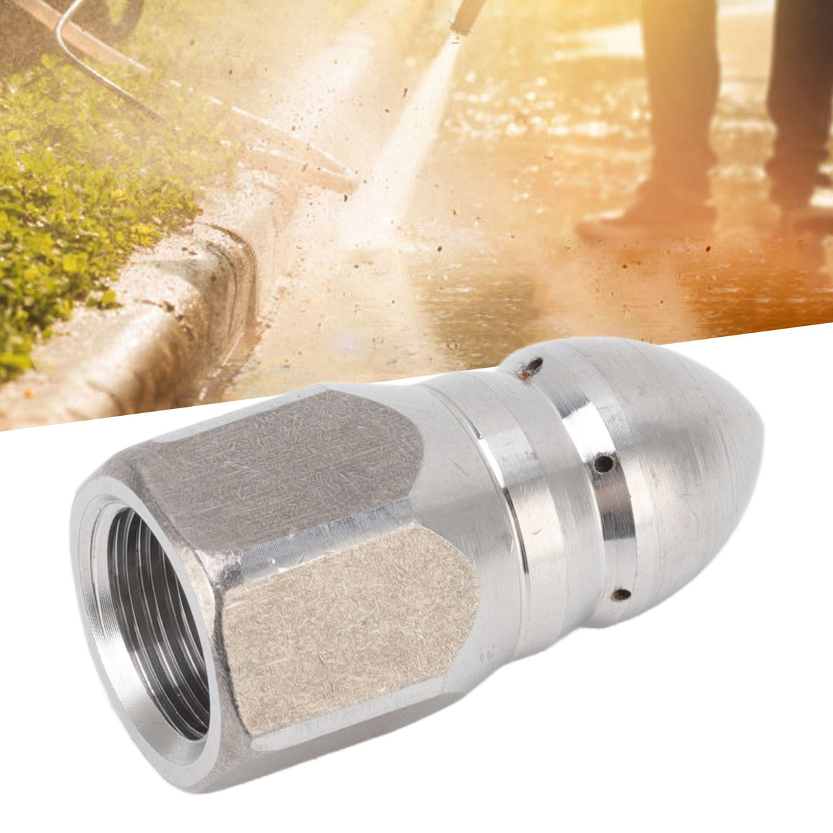 High Pressure Washer Spray Nozzle Stainless Steel Sewer Jetting Nozzle for Industrial Pipe Cleaning G1/4 Internal Thread