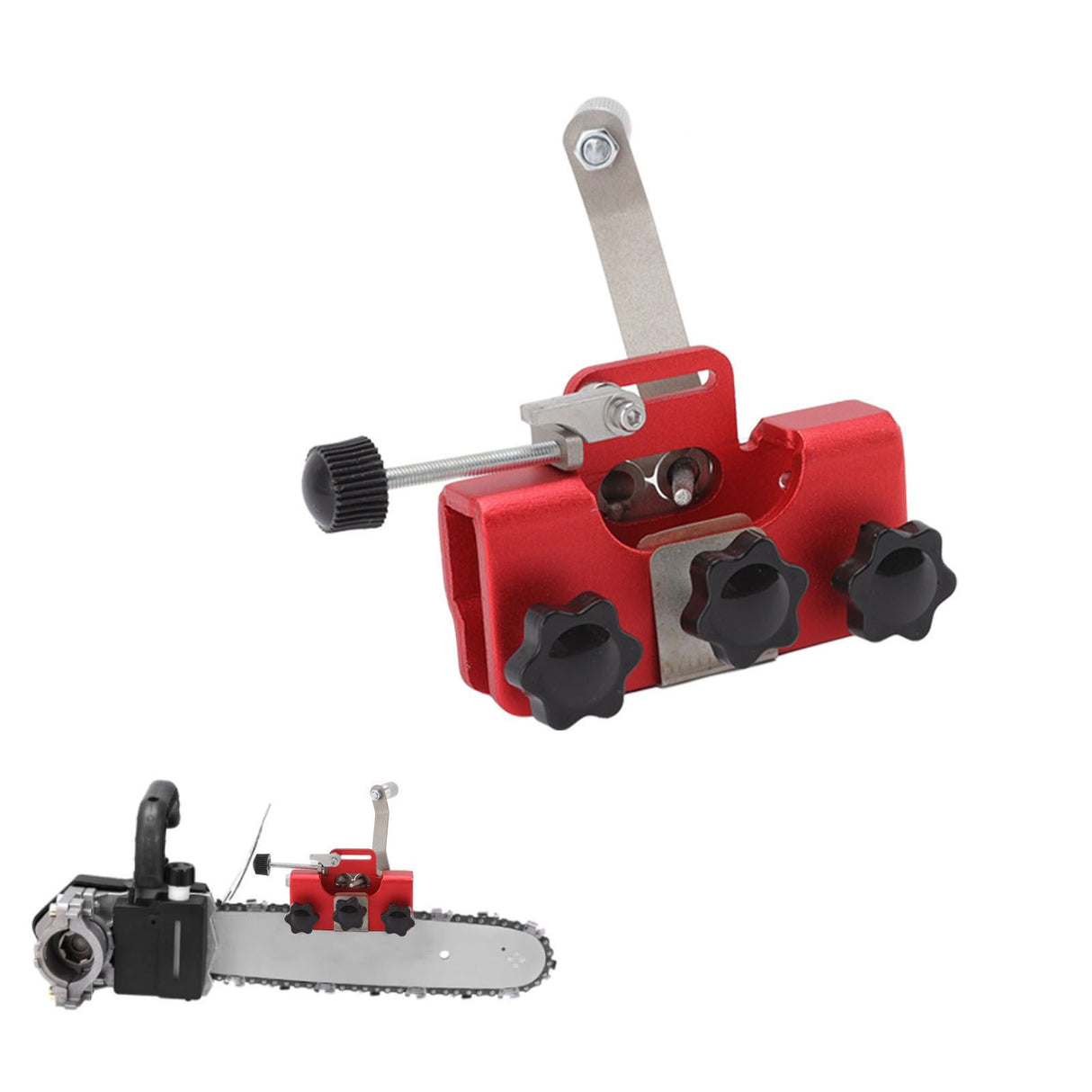 Chainsaw Sharpener Portable Lightweight Hand Crank Chain Sharpening Jig for Electric Saws Red