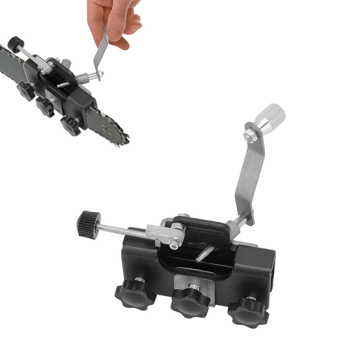 Chainsaw Sharpener Portable Lightweight Hand Crank Chain Sharpening Jig for Electric Saws Black