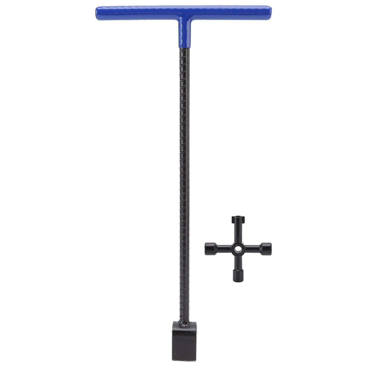 Steel Water Meter Key Wrench Multifunction T Handle Curb Key With 4 Way Utility Tool for Valves Faucets Blue