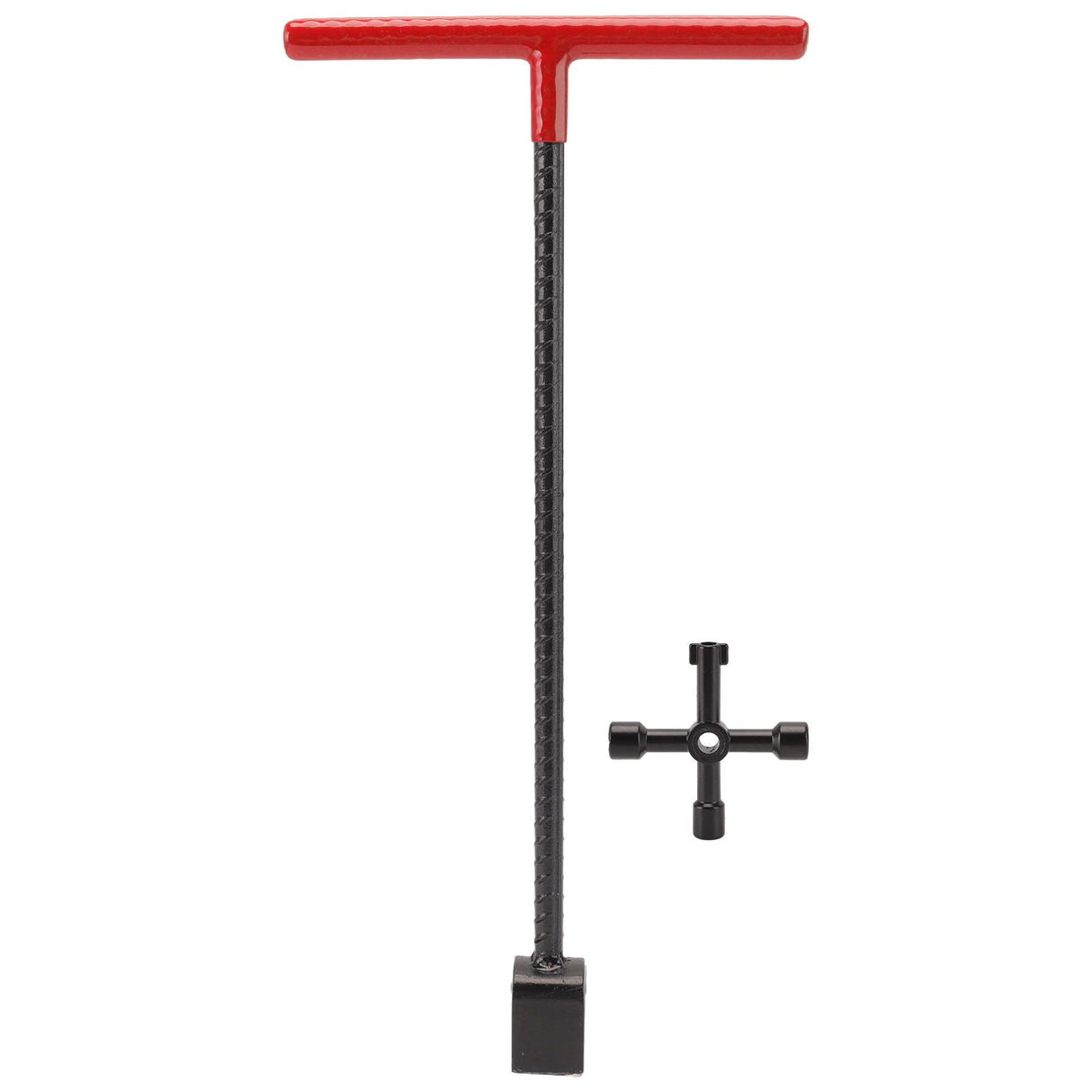 Steel Water Meter Key Wrench Multifunction T Handle Curb Key With 4 Way Utility Tool for Valves Faucets Red