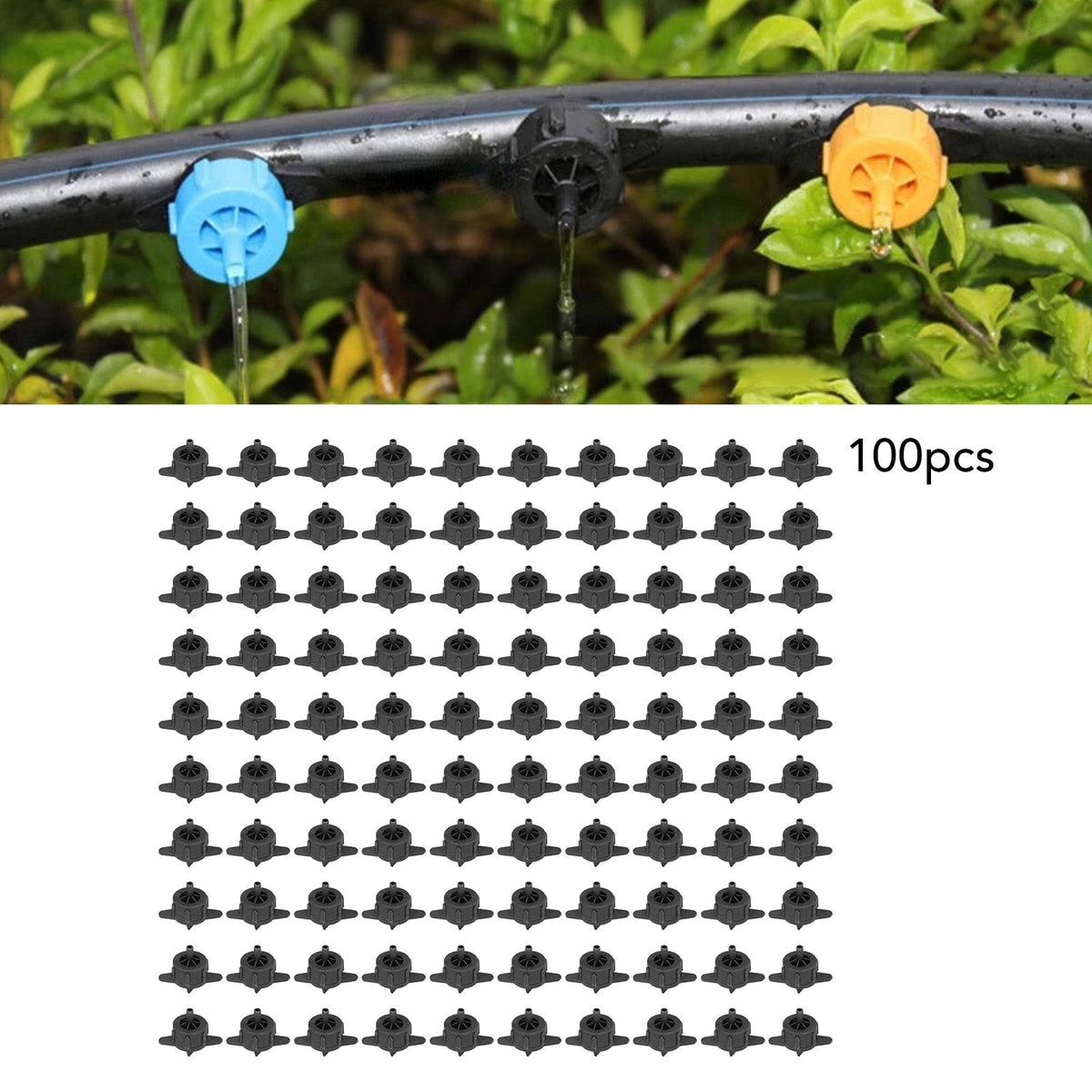 100pcs Drip Emitter 4mm Pressure Compensation Uniform Flowing PP Irrigation Watering Dripper Emitter for Large Terrain 4L Black