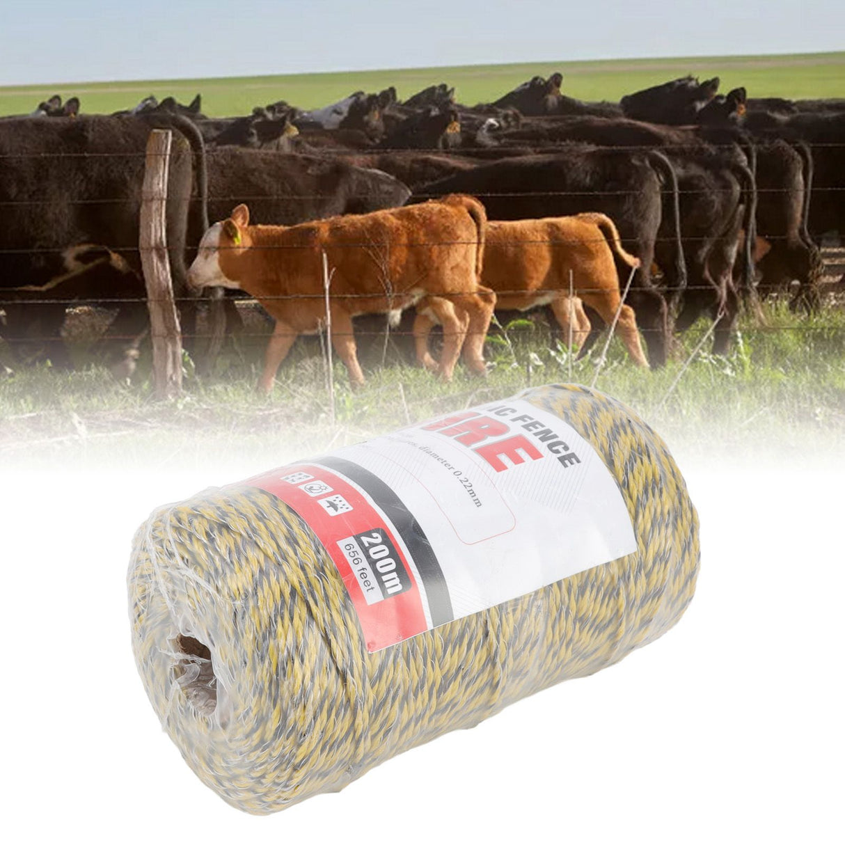 Electric Fence Polywire 6 Strand Stainless Steel 200M Poly Wire for Farm Protection MLD‑040C