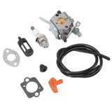 Trimmer Carburetor Replacement 4126 120 0600 Fuel Line Spark Plug and Filter Set for Stihl - Top-Down View