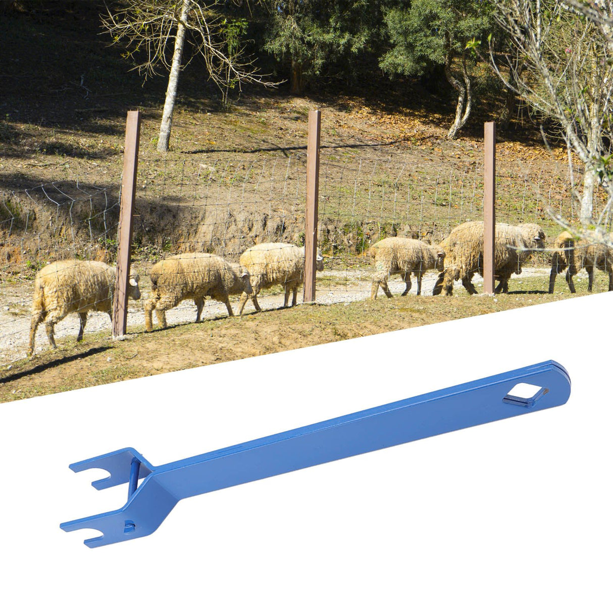 Electric Fence Strainer Handle Steel Fence Tightener Tool for Husbandry Pasture Fence 28.4x4.5x3cm/11.18x1.77x1.18in