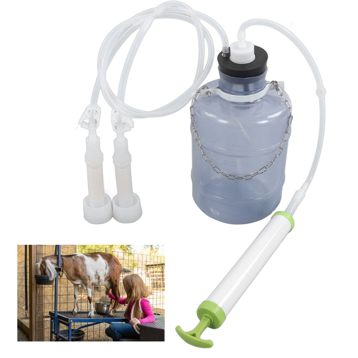 Manual Milking Machine 3000ml Effort Saving Operation Strong Durable PEC Portable Milking Kit for Home Milking Manual 3L for Goat