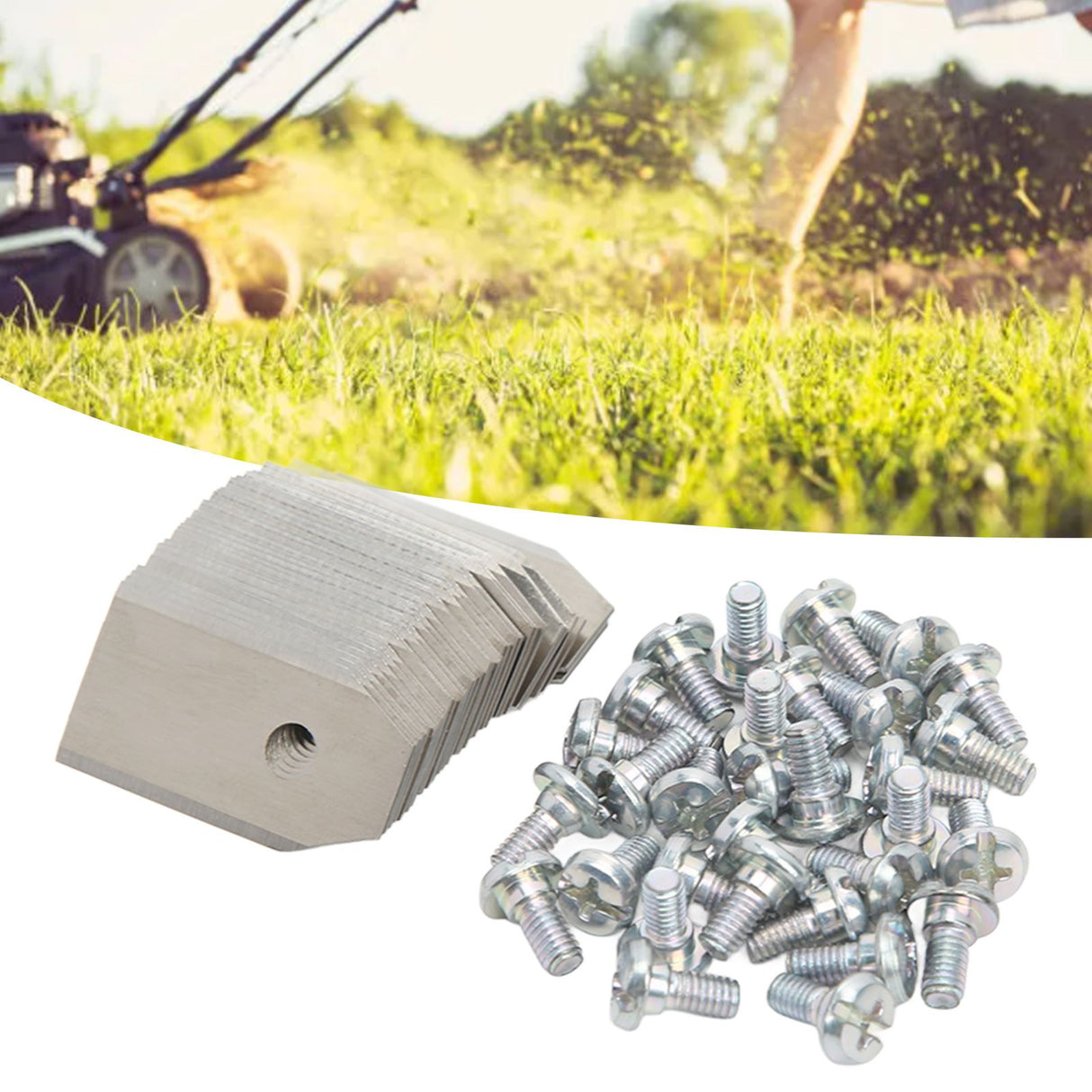 30PCS Stainless Steel Lawn Mower Blade Silver Weather Resistant Lawn Mower Replacement Blade for Husqvarna