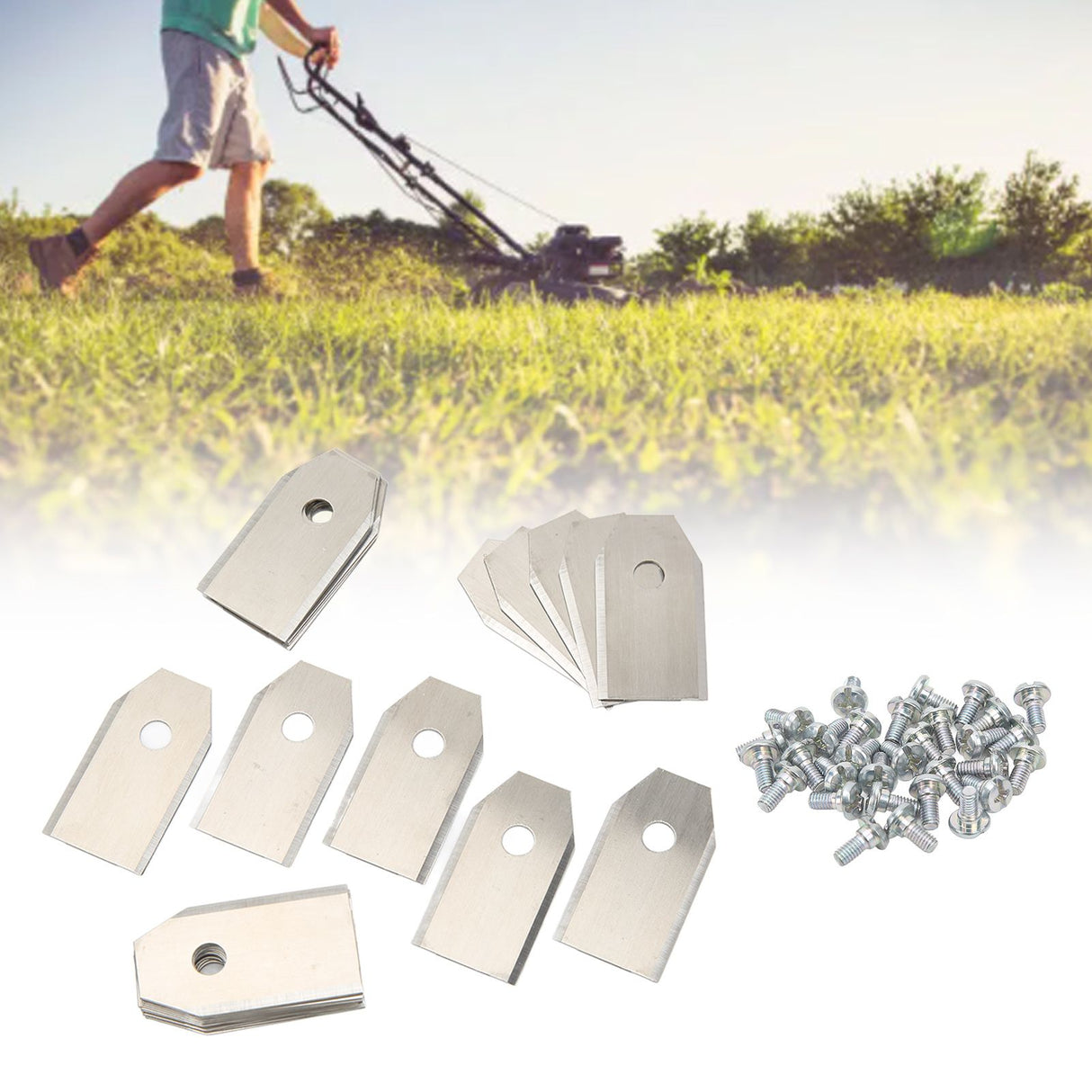 30PCS Stainless Steel Lawn Mower Blade Silver Weather Resistant Lawn Mower Replacement Blade for Husqvarna