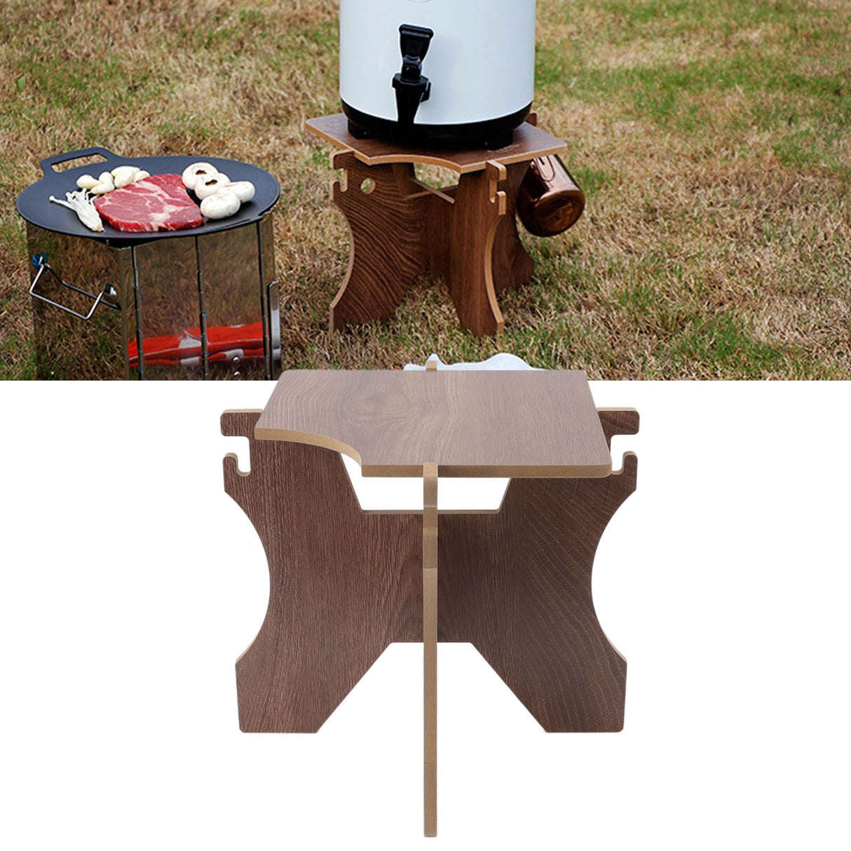 Outdoor Camping Bucket Rack MDF Cup Hanging Design Folding Portable Storage Rack for Hiking Picnics