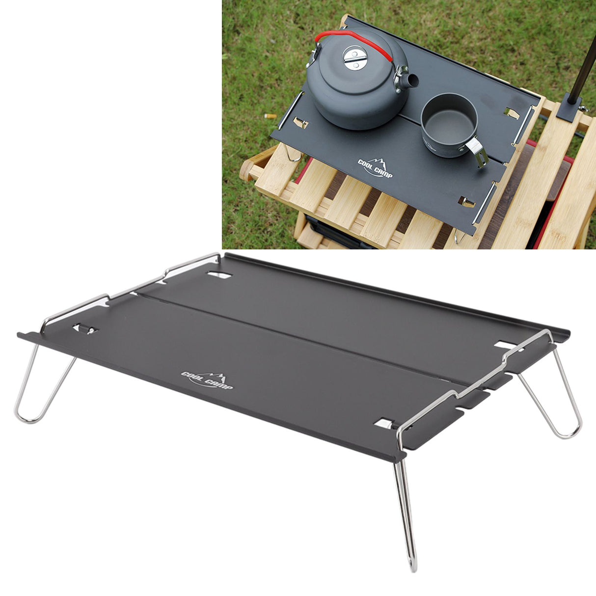 Outdoor Folding Table Aluminum Alloy Stainless Steel Black Portable Picnic Table for Camping Traveling Mountaineering