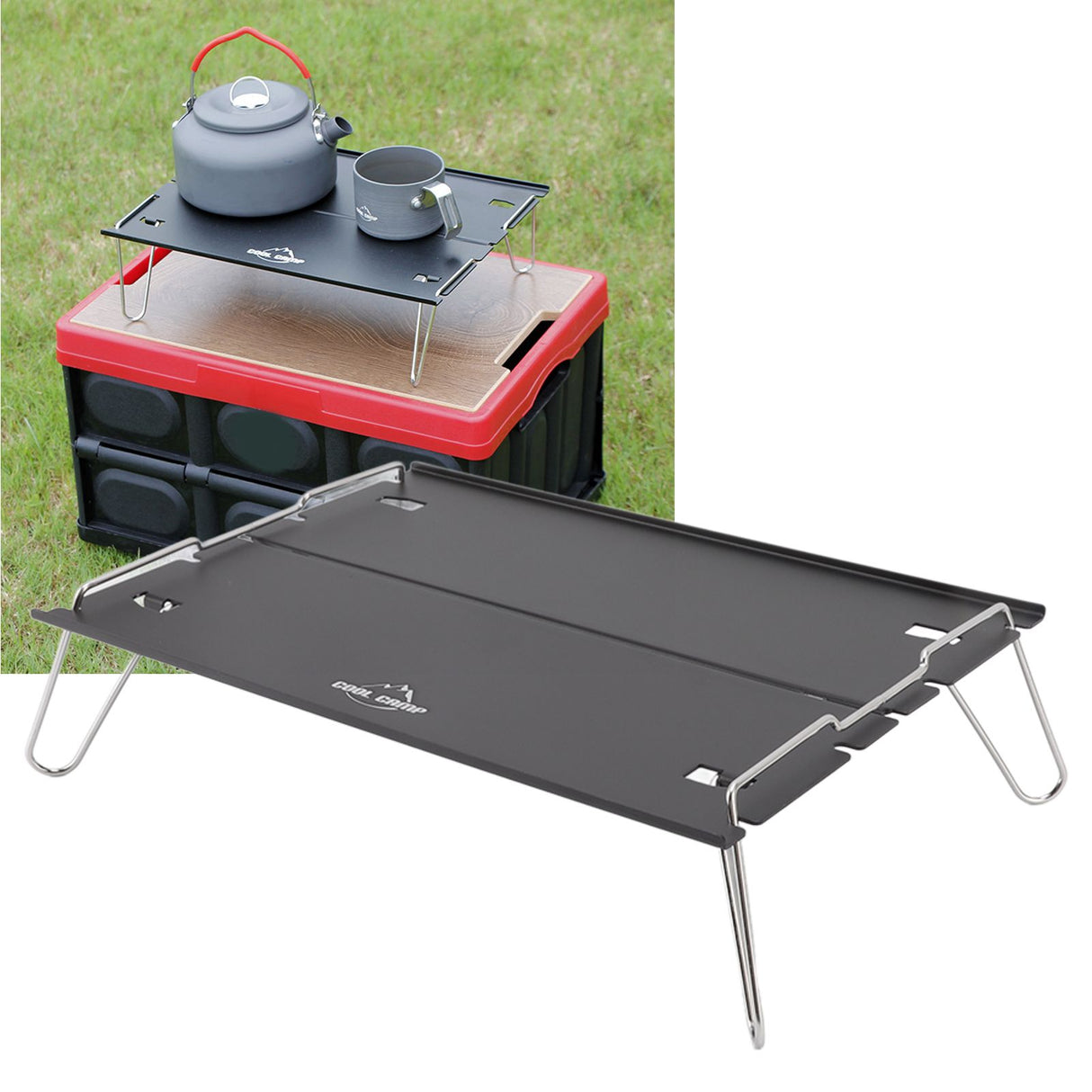 Outdoor Folding Table Aluminum Alloy Stainless Steel Black Portable Picnic Table for Camping Traveling Mountaineering