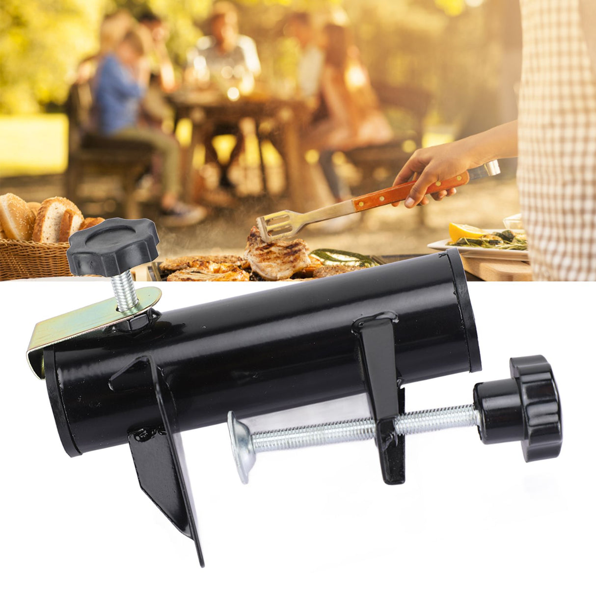 Umbrella Clamp Steel Outdoor Stable Umbrella Clip for Garden Yard Fishing Rod Black