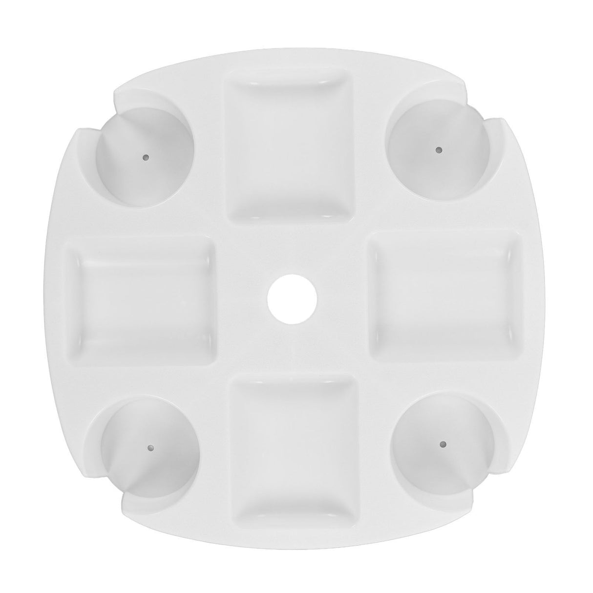 Beach Umbrella Table Tray White Round Umbrella Tray with 4 Cup Holder for Snack Drink