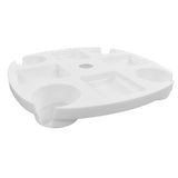 Beach Umbrella Table Tray White Round Umbrella Tray with 4 Cup Holder for Snack Drink - Top-Down View