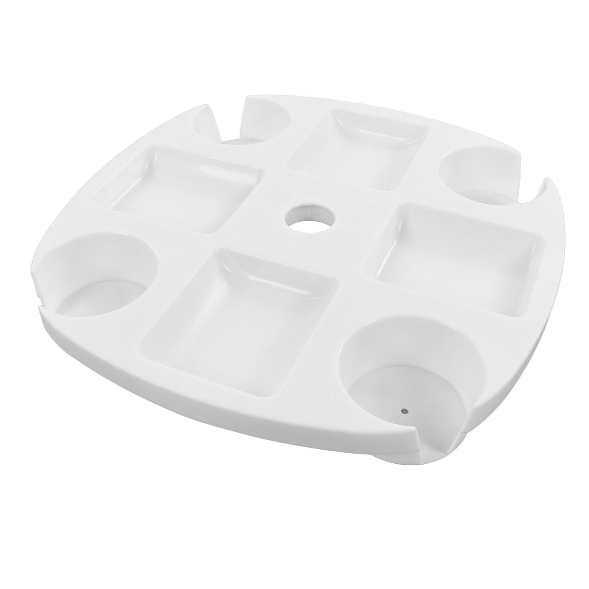 Beach Umbrella Table Tray White Round Umbrella Tray with 4 Cup Holder for Snack Drink