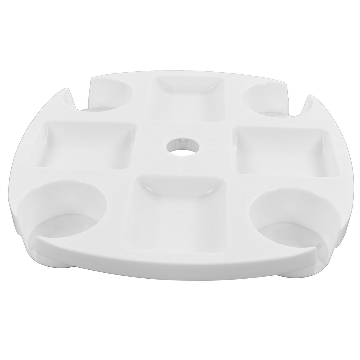 Beach Umbrella Table Tray White Round Umbrella Tray with 4 Cup Holder for Snack Drink