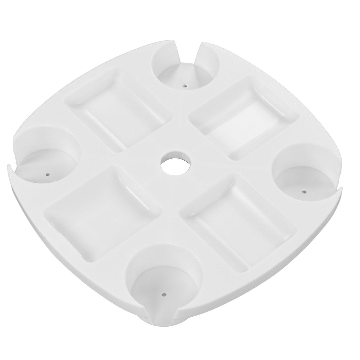 Beach Umbrella Table Tray White Round Umbrella Tray with 4 Cup Holder for Snack Drink