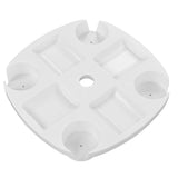 Beach Umbrella Table Tray White Round Umbrella Tray with 4 Cup Holder for Snack Drink - Low Angle