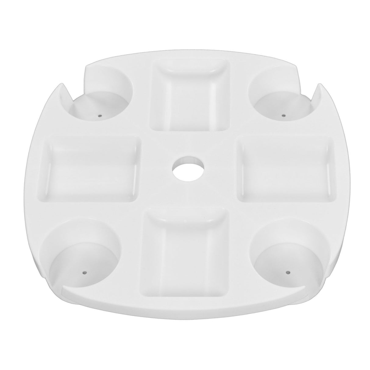 Beach Umbrella Table Tray White Round Umbrella Tray with 4 Cup Holder for Snack Drink