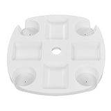 Beach Umbrella Table Tray White Round Umbrella Tray with 4 Cup Holder for Snack Drink