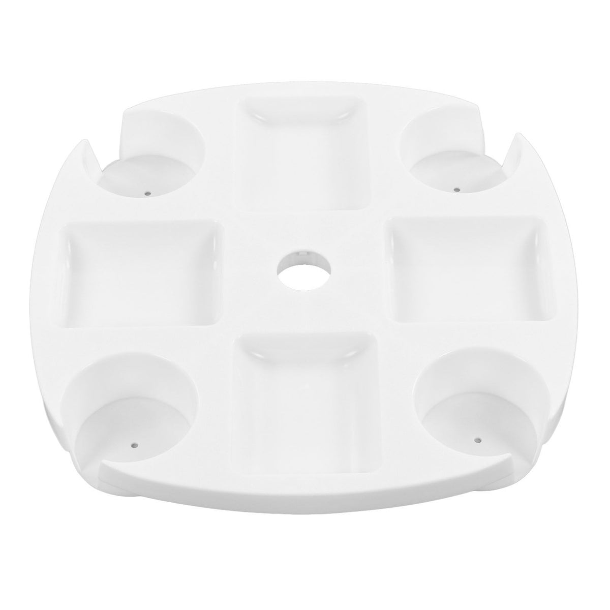 Beach Umbrella Table Tray White Round Umbrella Tray with 4 Cup Holder for Snack Drink