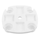 Beach Umbrella Table Tray White Round Umbrella Tray with 4 Cup Holder for Snack Drink