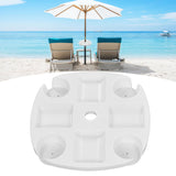 Beach Umbrella Table Tray White Round Umbrella Tray with 4 Cup Holder for Snack Drink
