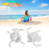 2Pcs Plastic Beach Umbrella Hanging Hook Umbrella Hanger 4 Prong Towel Hat Sunglasses Holder White - Extra Image