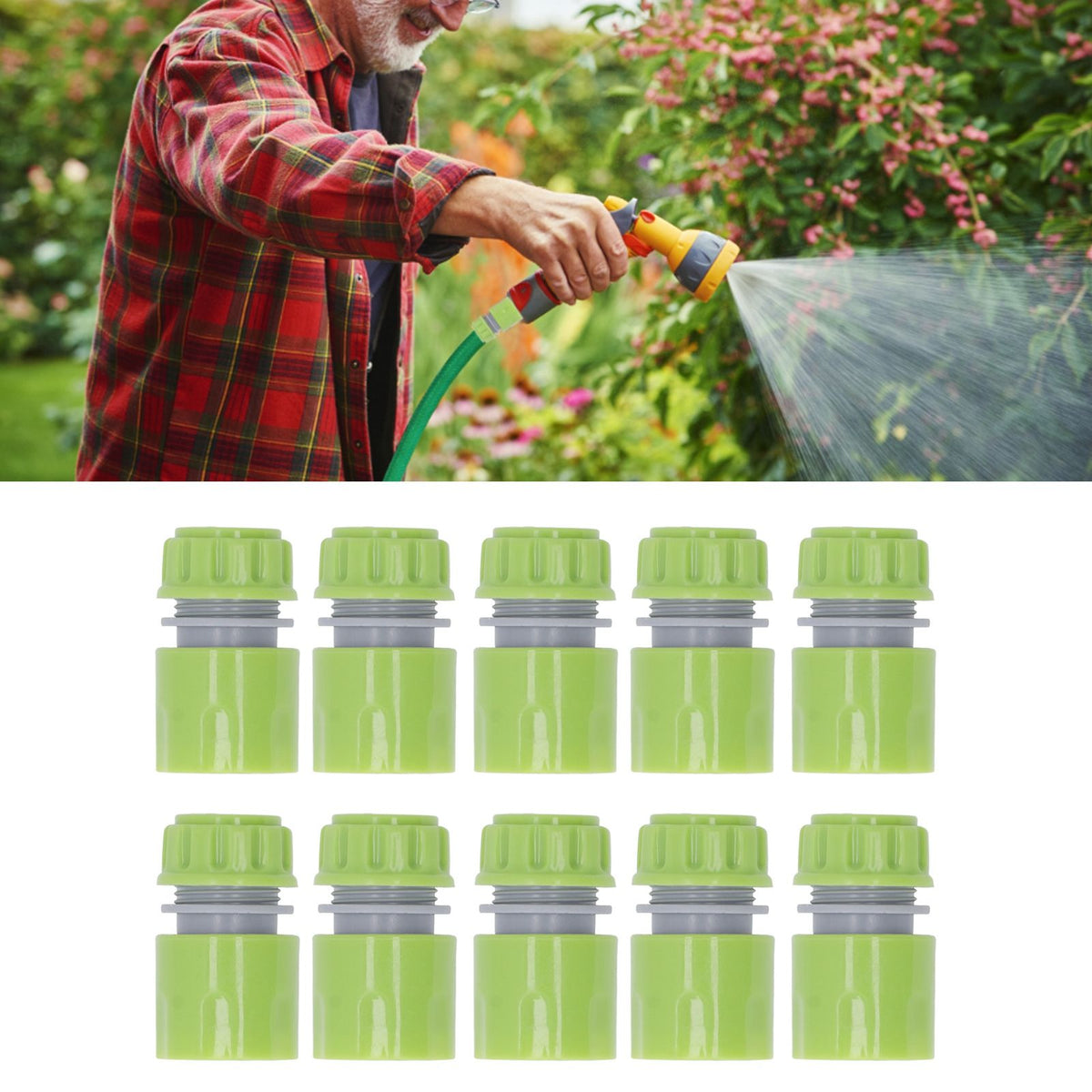 10pcs G1/2 Thread Gardening Water Hose Quick Connector Nipple Kit Water Pipe Irrigations Thread Joint System for Watering