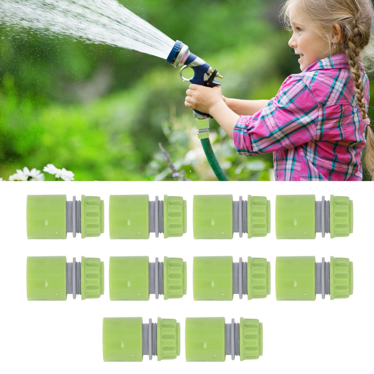 10pcs G1/2 Thread Gardening Water Hose Quick Connector Nipple Kit Water Pipe Irrigations Thread Joint System for Watering
