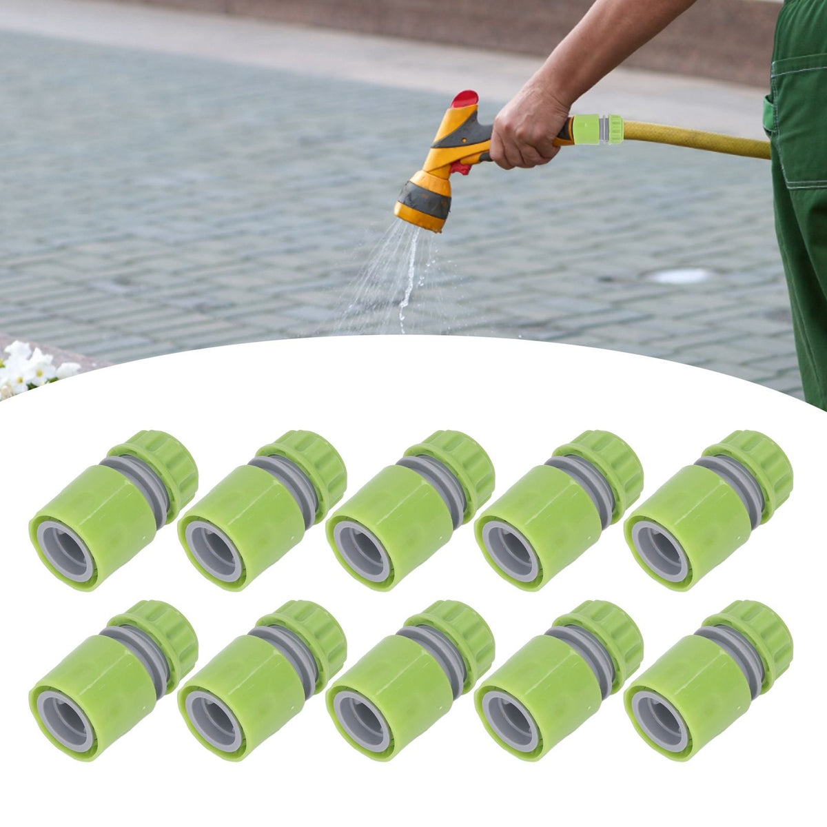 10pcs G1/2 Thread Gardening Water Hose Quick Connector Nipple Kit Water Pipe Irrigations Thread Joint System for Watering