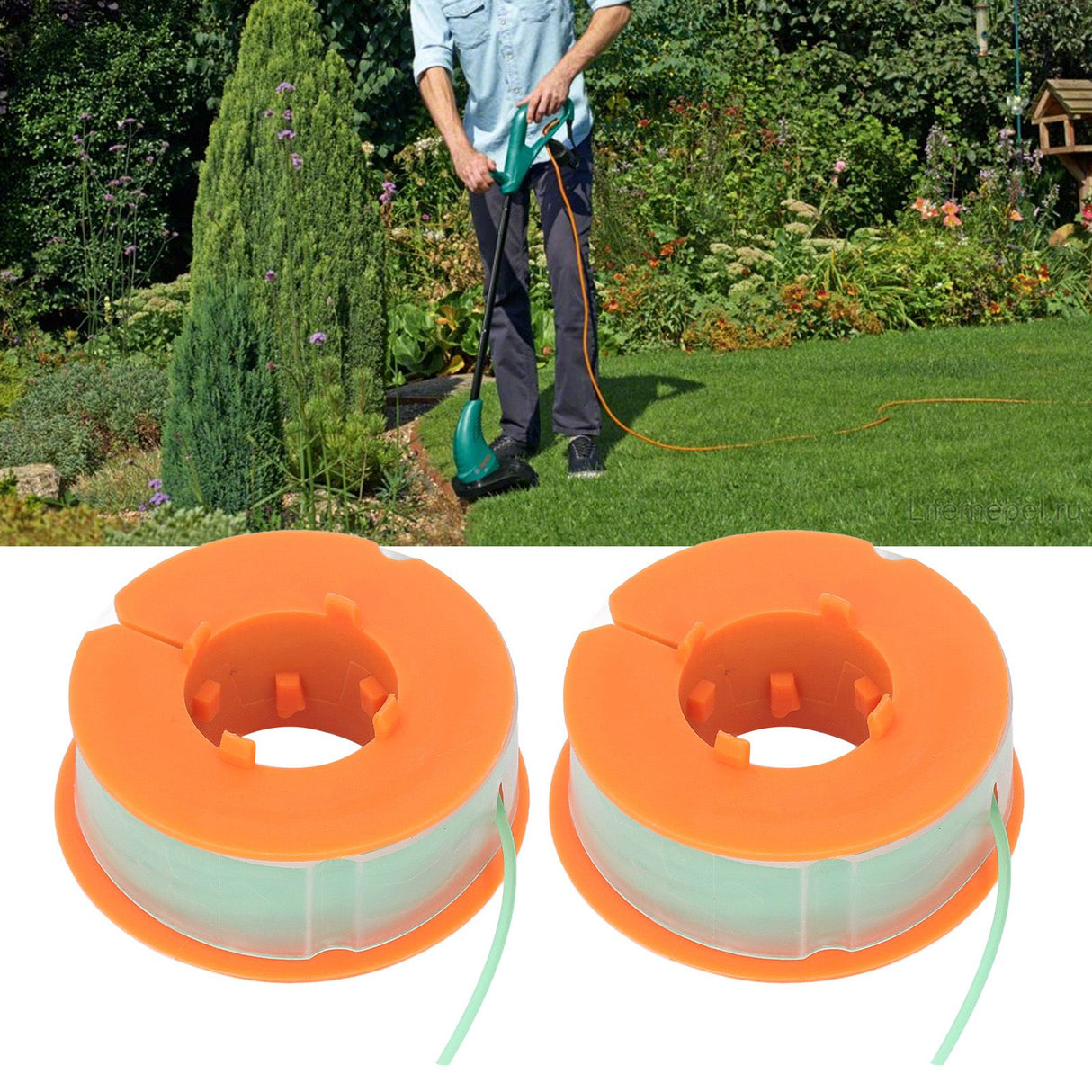 2Pcs Lawn Mower Spool Line Nylon Trimmer Accessories Replacement Fit for BOSCH ART 30 ART 30FA Green