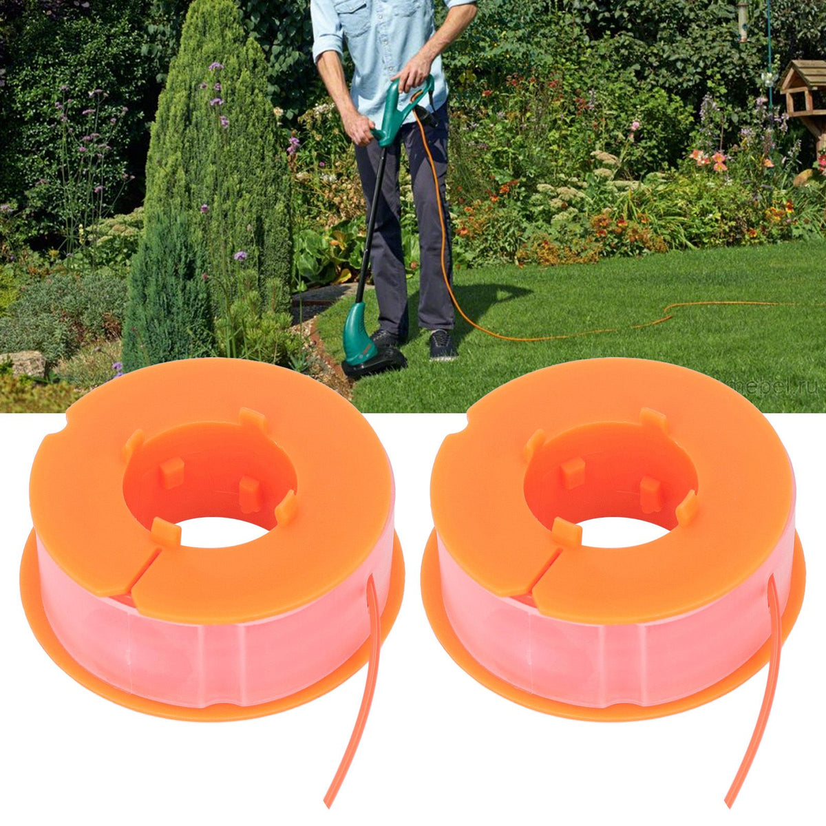 2Pcs Lawn Mower Spool Line Nylon Trimmer Accessories Replacement Fit for BOSCH ART 30 ART 30FA Orange