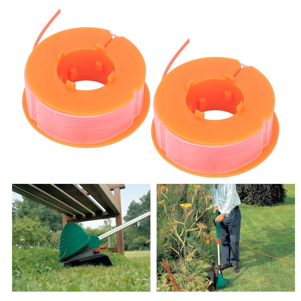 2Pcs Lawn Mower Spool Line Nylon Trimmer Accessories Replacement Fit for BOSCH ART 30 ART 30FA Orange