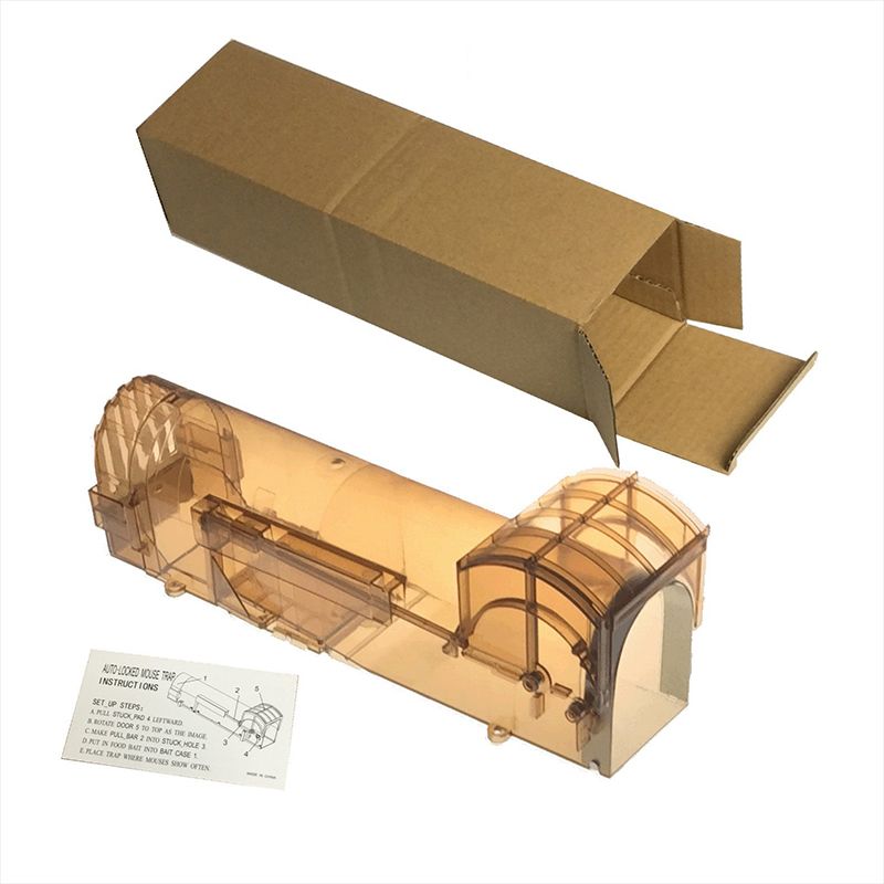 Automatic Mouse Trap High Sensitivity Self Locking Door Mouse Catcher Rat Catcher for Indoor Home Use Brown Transparent