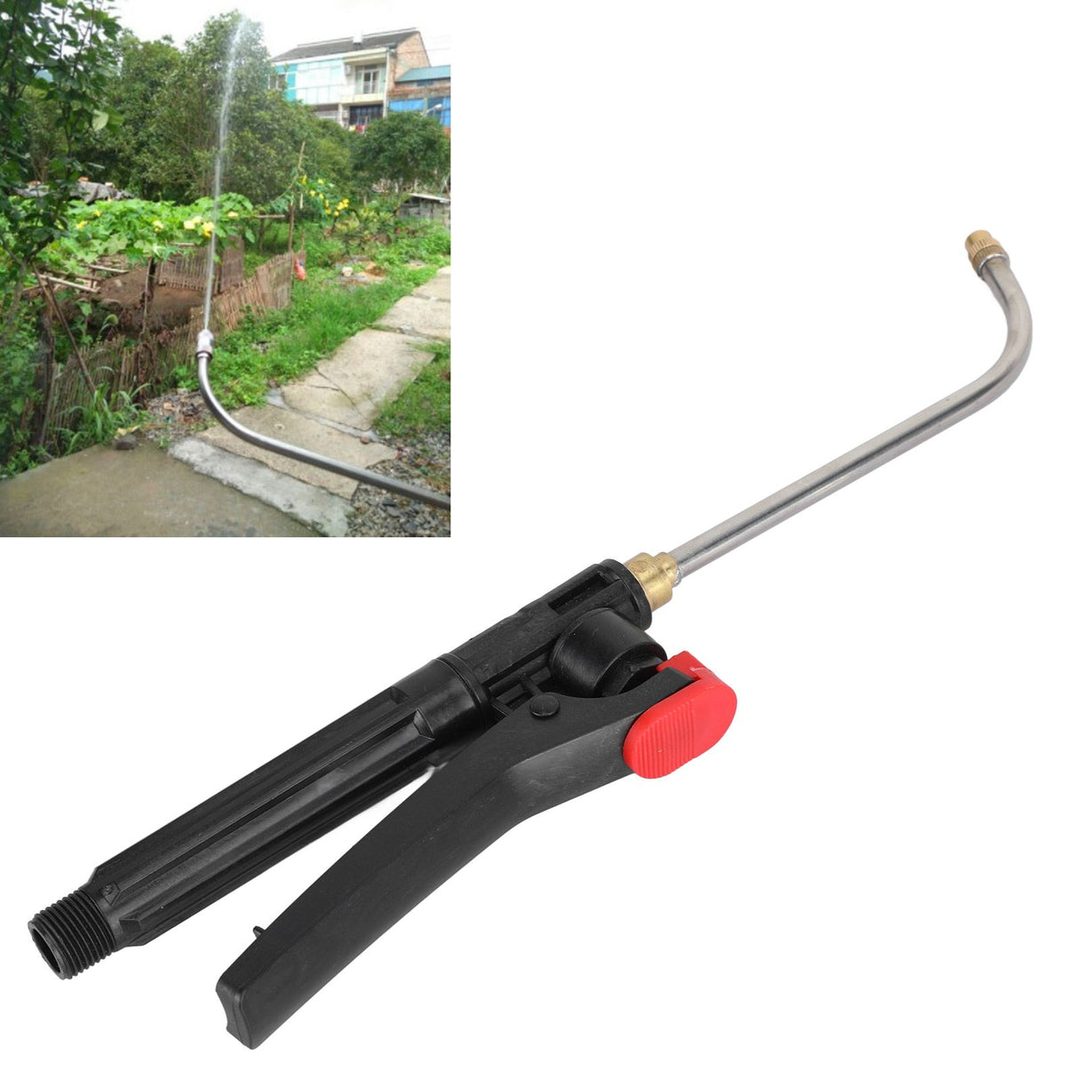 Garden Watering Wand G3/8 External Thread Agricultural Spray Rod with Curved Nozzle Fine Atomization Adjustable Copper Nozzle