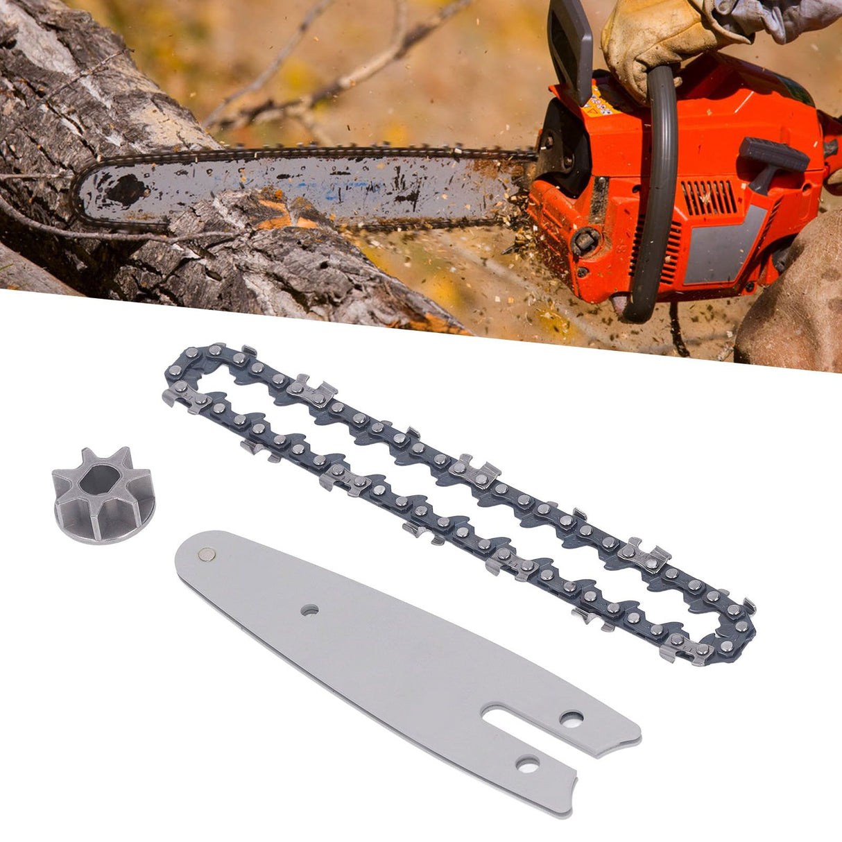 129mm Chainsaw Guide Plate Chain Sprocket Set Steel 4 Inch Mini Handheld Electric Pruning Saw