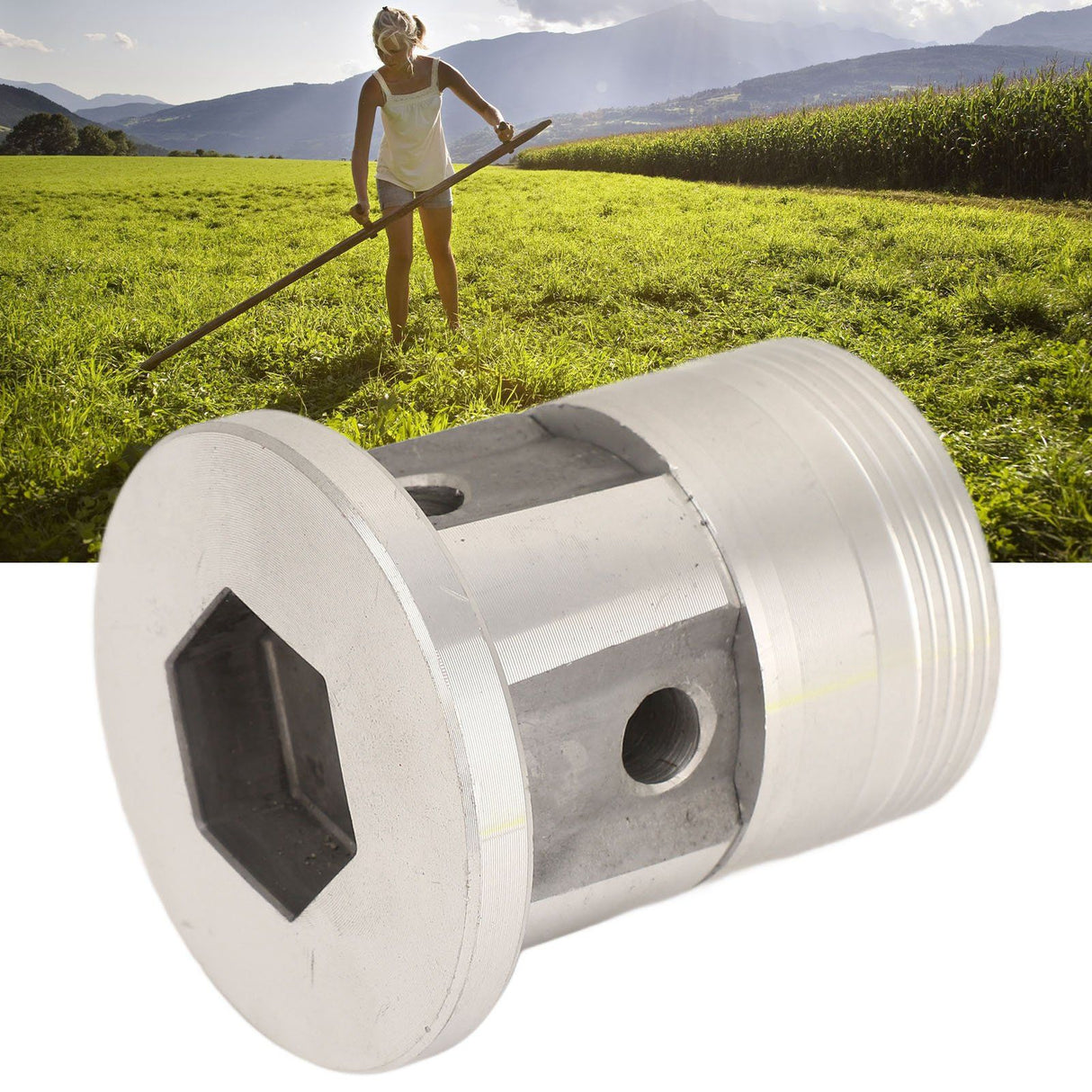 Aluminum Trimmer Head Replacement Universal Cylinder Type Lawnmower Weeding Head for Farming Gardening