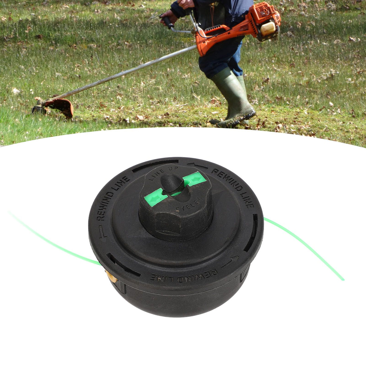 Internal Thread 7mm Green String Trimmer Head Replacement Lawnmower Weeding Head for Farming Gardening
